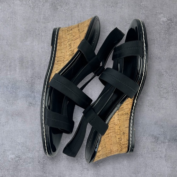 Charles by Charles Davis Hyper Wedge Sandal Black Cork Wedge Women’s 9.5M - Picture 5 of 11